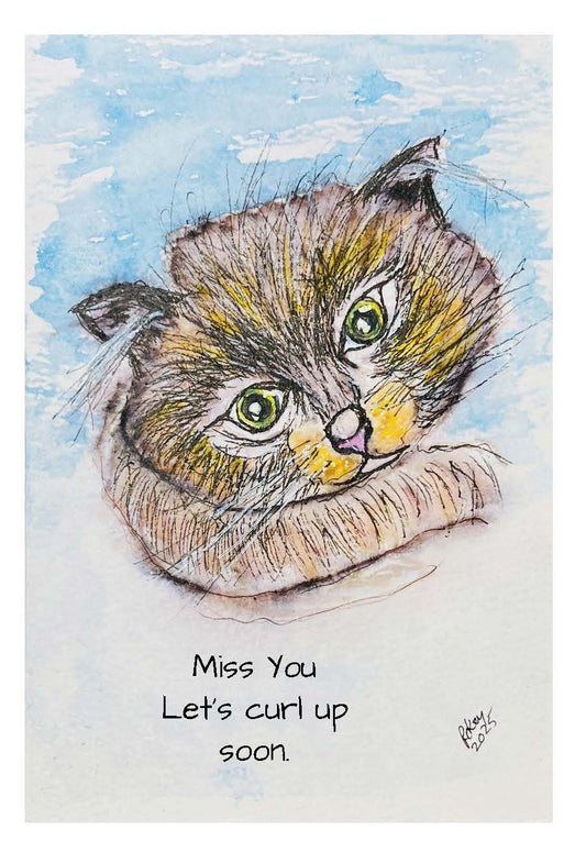 Curl up Cat notecard