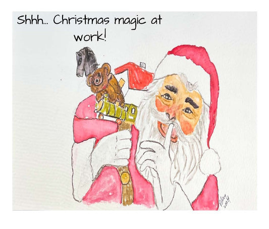 Santa shushing