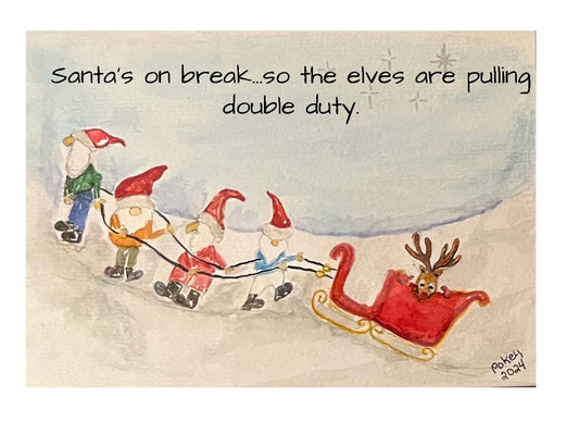 Elves pulling sleigh