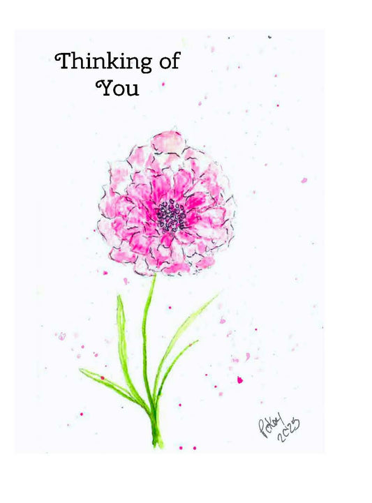 Single Bloom Thinking of you notecard
