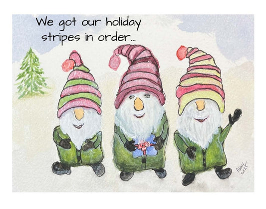 Three gnomes striped hats